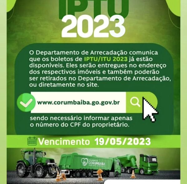IPTU 2023 – VENCIMENTO EM 19/05/2023