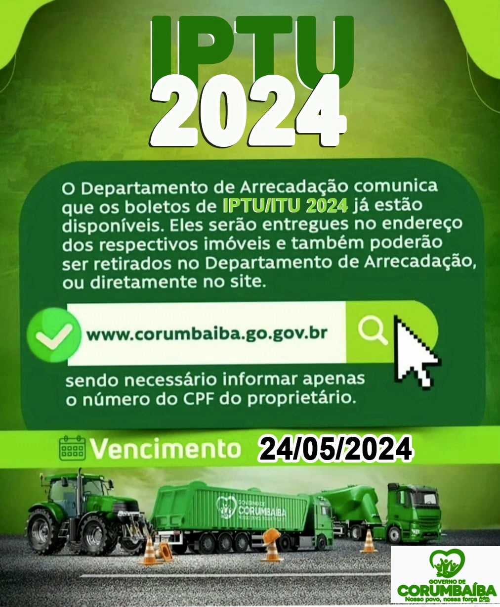 IPTU 2024 – VENCIMENTO EM 24/05/2024